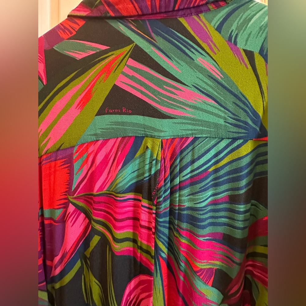 FARM RIO Colorful Tropical Print Button-Up JUMPSUIT - Picture 10 of 15